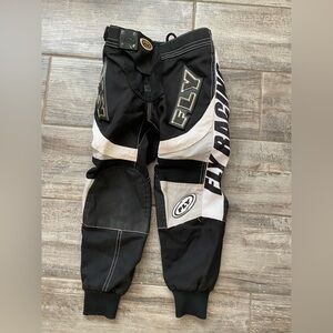 Fly Racing Kids Black and White motocross pants.